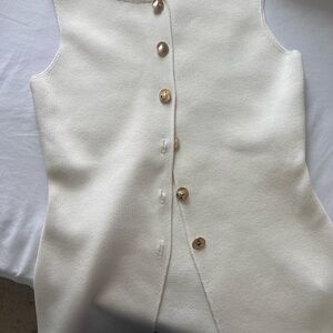 Zara Cream Sleeveless Top with Gold Buttons